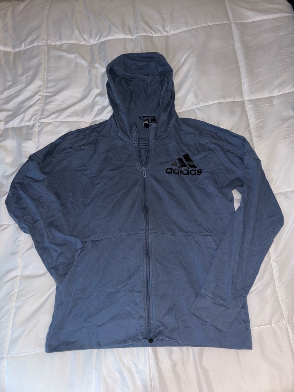 Adidas Men's blue Hooded Full-Zip Performance Jacket